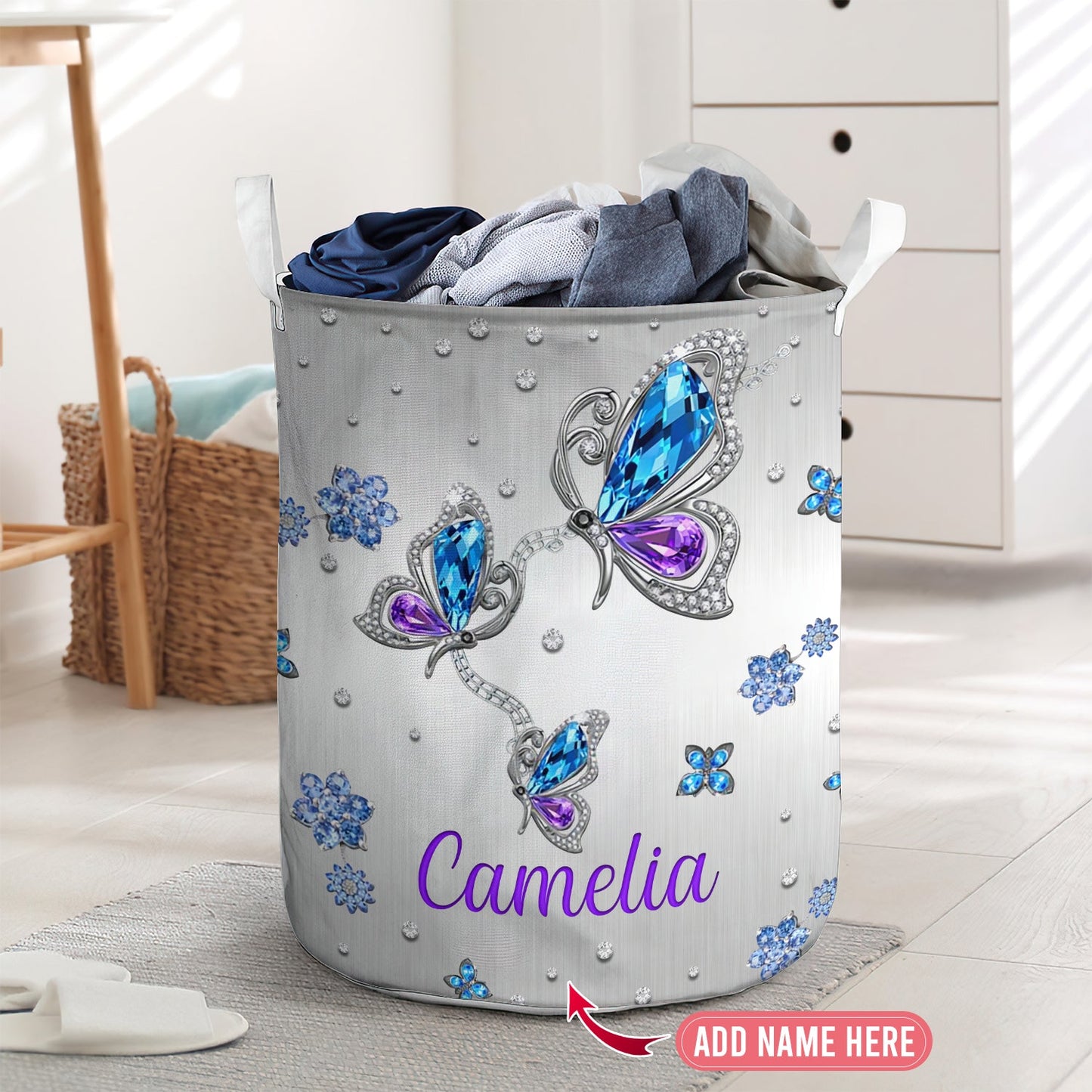 Butterfly jewelry style personalized - Laundry basket - LAUB04TNH220222 - Owls Matrix LTD
