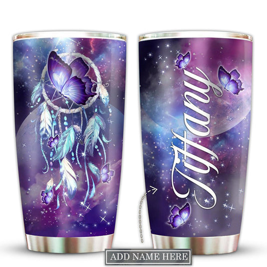 Butterfly Loves Purple Dreamcatcher Personalized 20 Oz Tumbler