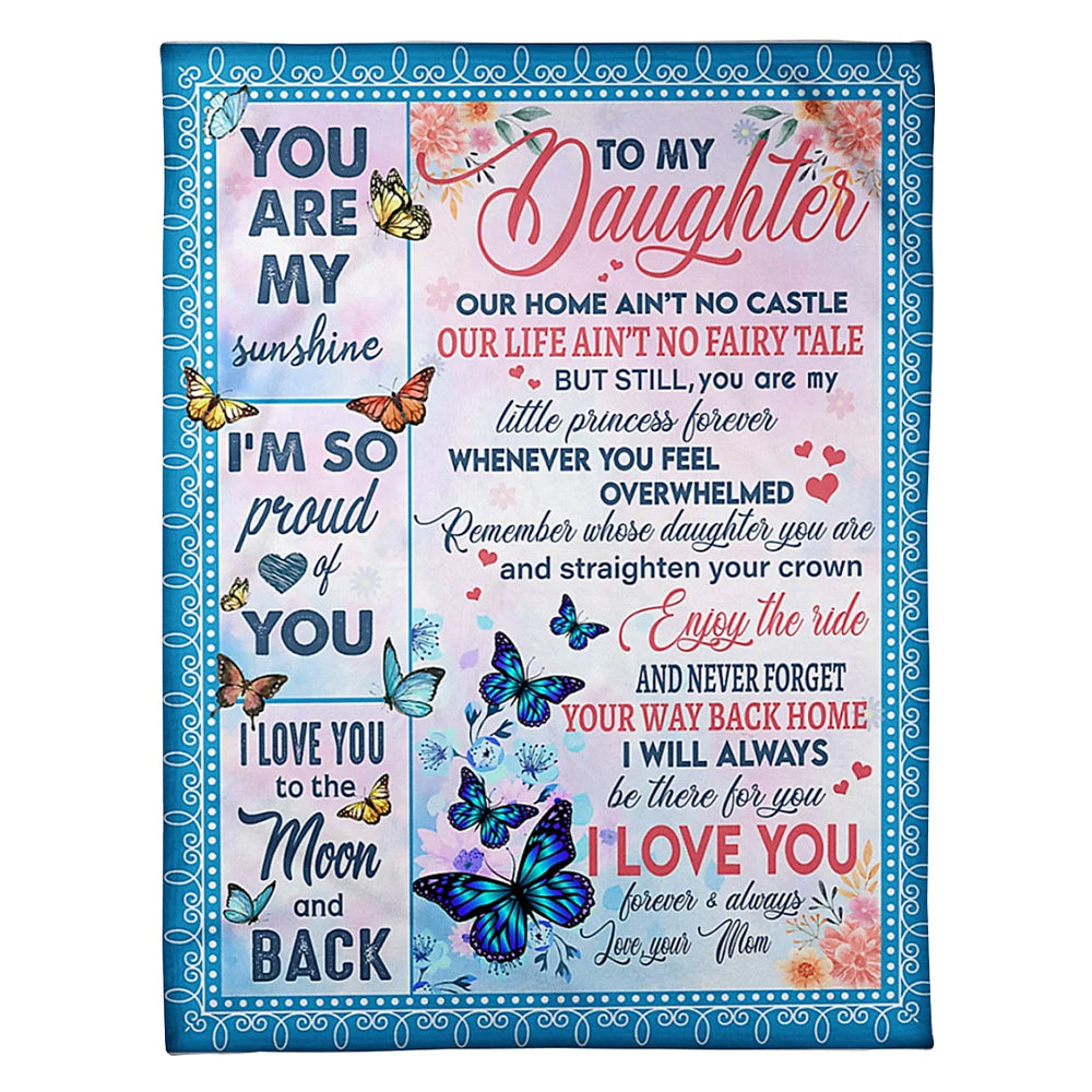 Butterfly Warm Sunshine Love Comforting Home Message Daughter 50 x 60 Inch Flannel Blanket For Cozy Bedroom And Sofa Decor