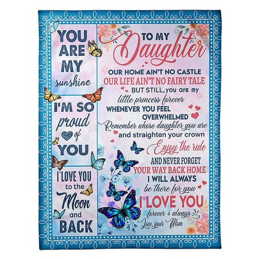 Butterfly Warm Sunshine Love Comforting Home Message Daughter 50 x 60 Inch Flannel Blanket For Cozy Bedroom And Sofa Decor