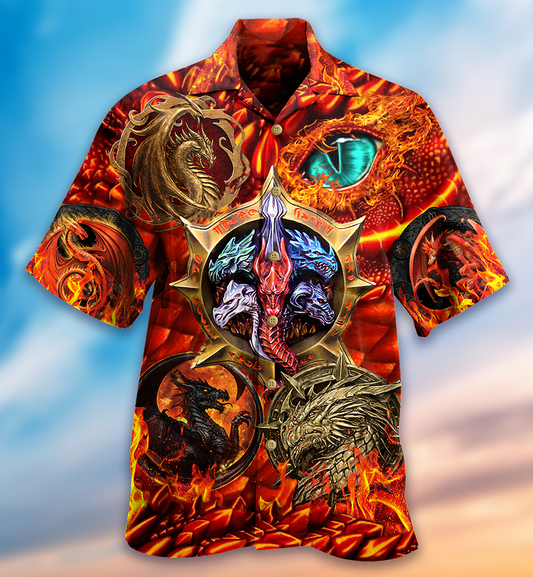 Dragon Fire Love Life Vintage Cool Style - Hawaiian Shirt
