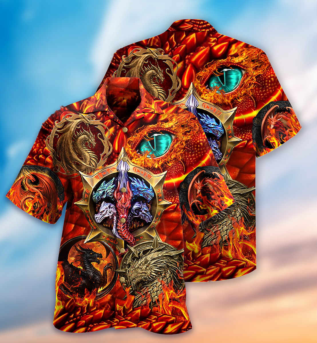 Dragon Fire Love Life Vintage Cool Style - Hawaiian Shirt
