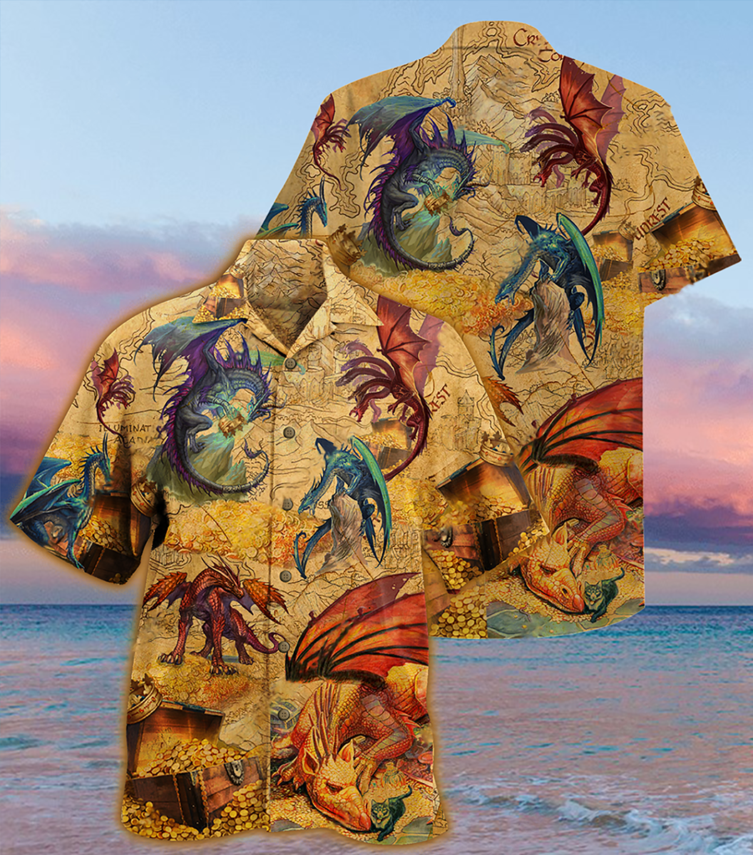 Golden Dragon Love Amazing Design - Hawaiian Shirt
