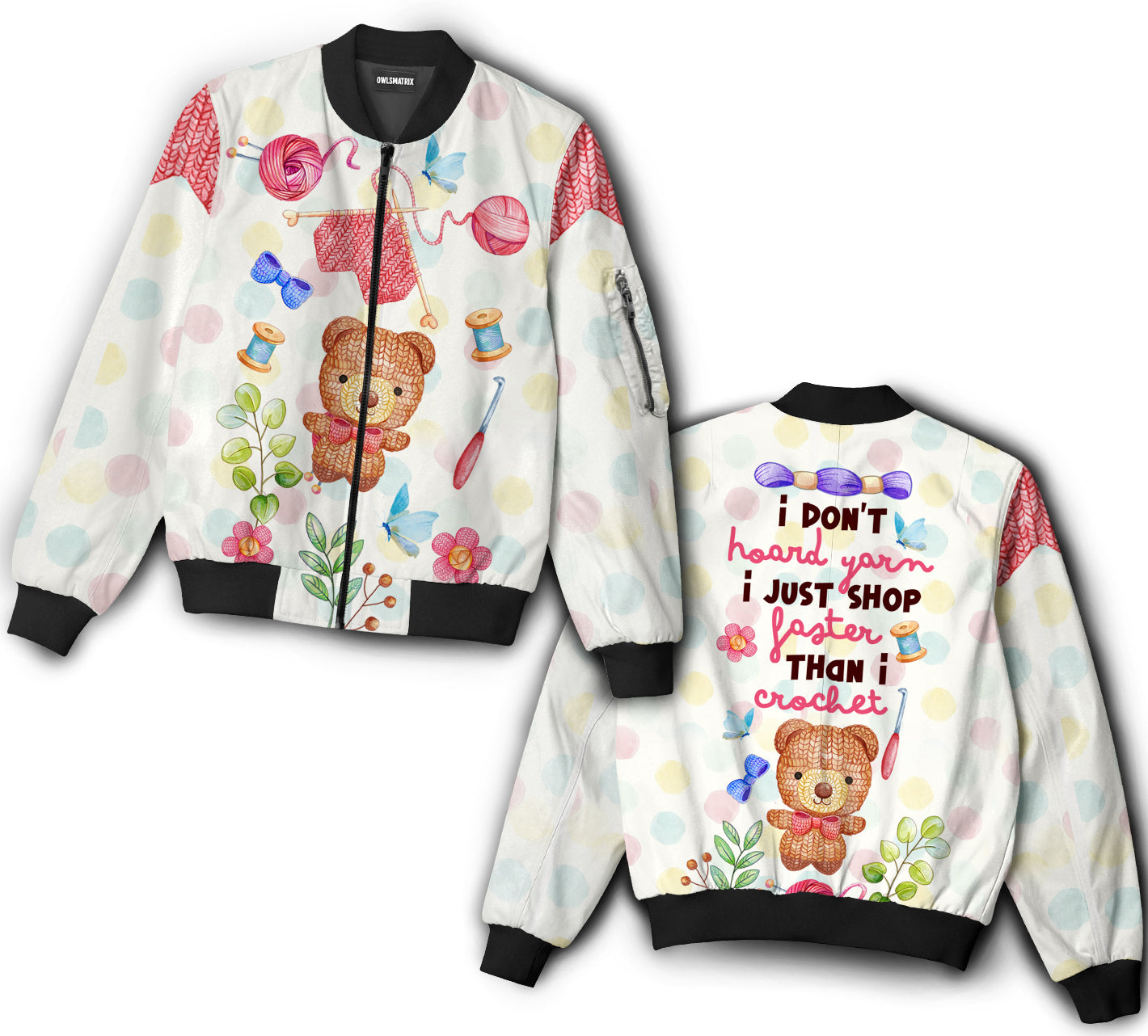 Crochet is my favorite - Bomber jacket - BOMJ03TNH200821-Owls Matrix