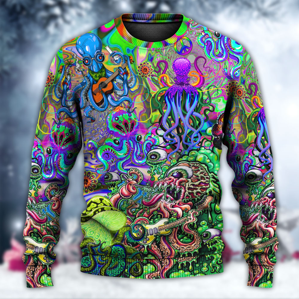 Hippie Octopus Love Music Ocean Art – Sweater - Ugly Christmas Sweater