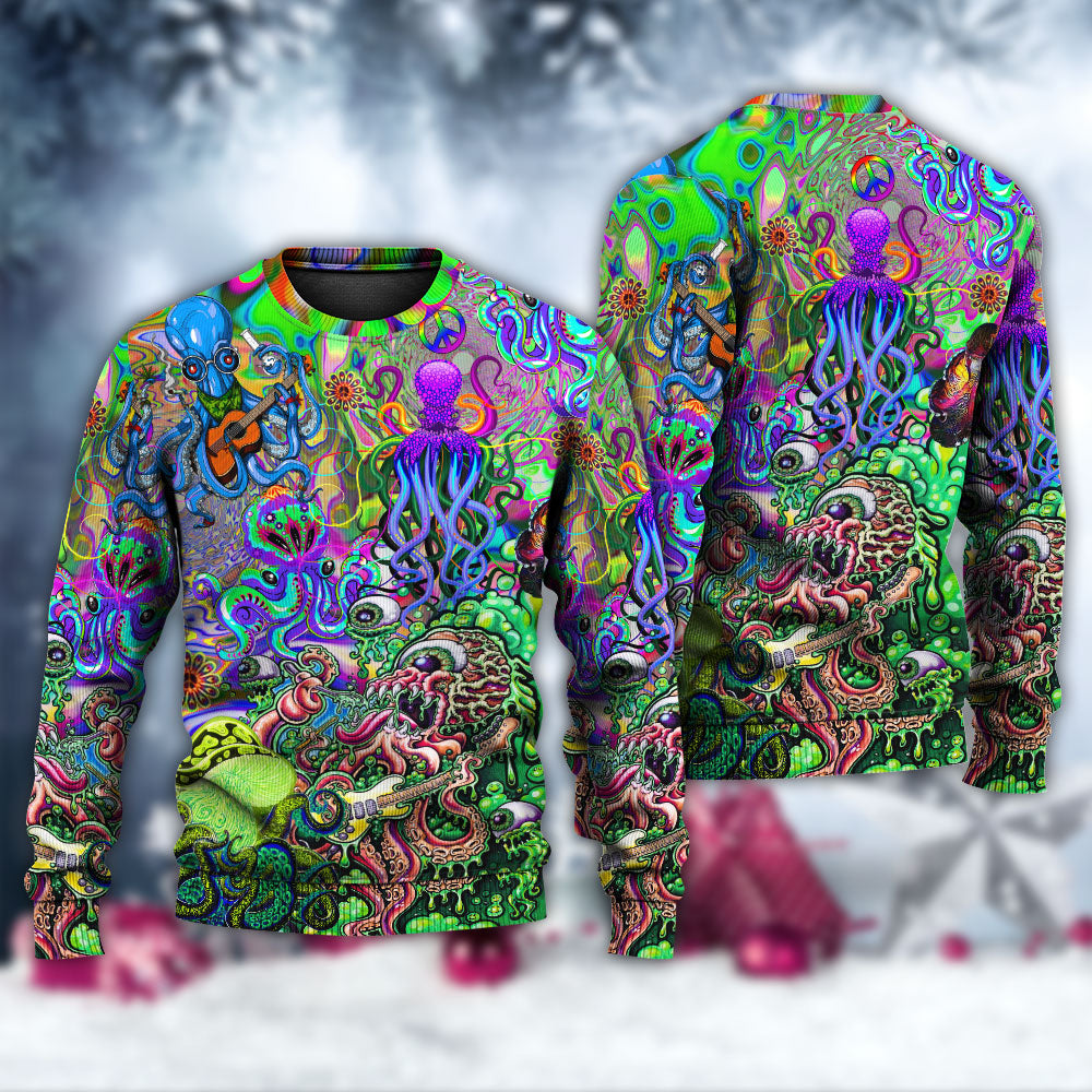 Hippie Octopus Love Music Ocean Art – Sweater - Ugly Christmas Sweater