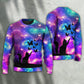 Beautiful Cat And Butterfly Art – Sweater - Ugly Christmas Sweater