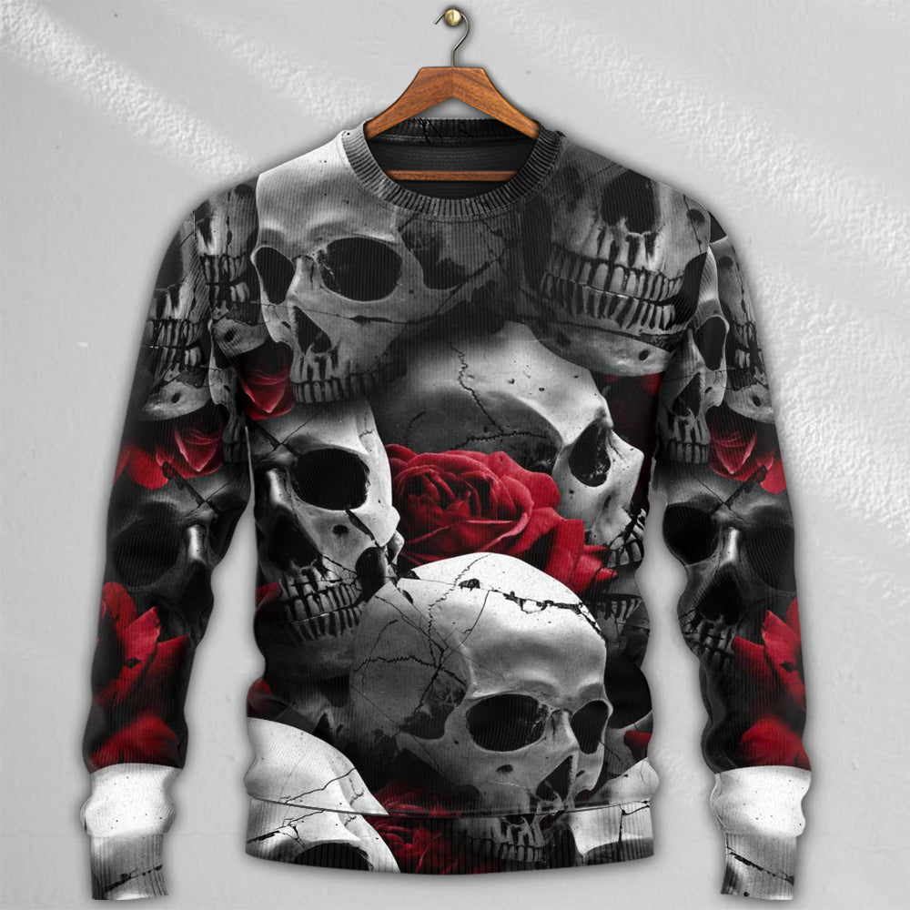 Skull Love Rose Fantasy Art – Sweater - Ugly Christmas Sweater