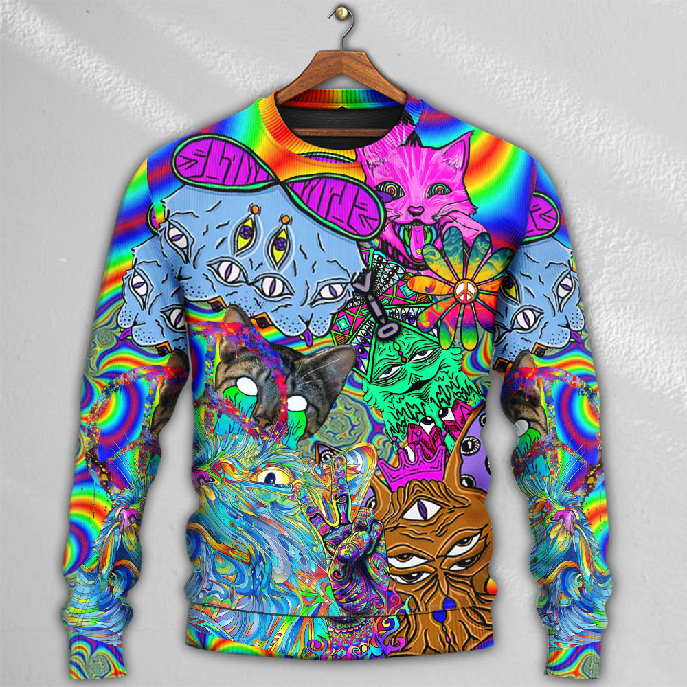 Hippie Cat Abstract Mind Art – Sweater - Ugly Christmas Sweater