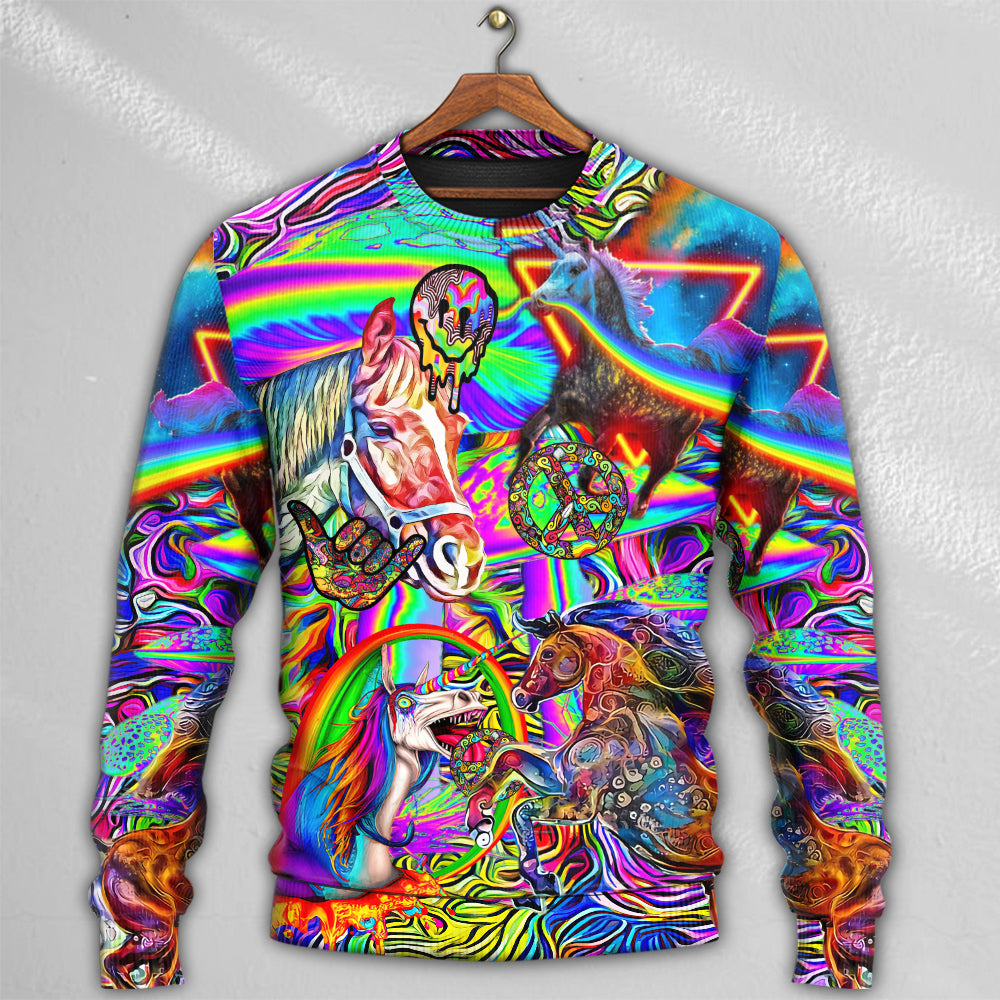 Hippie Horse Free Spirit Run Art – Sweater - Ugly Christmas Sweater