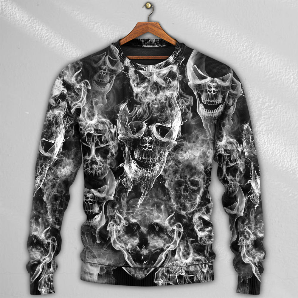 Skull Smoke Dark Fantasy Art – Sweater - Ugly Christmas Sweater
