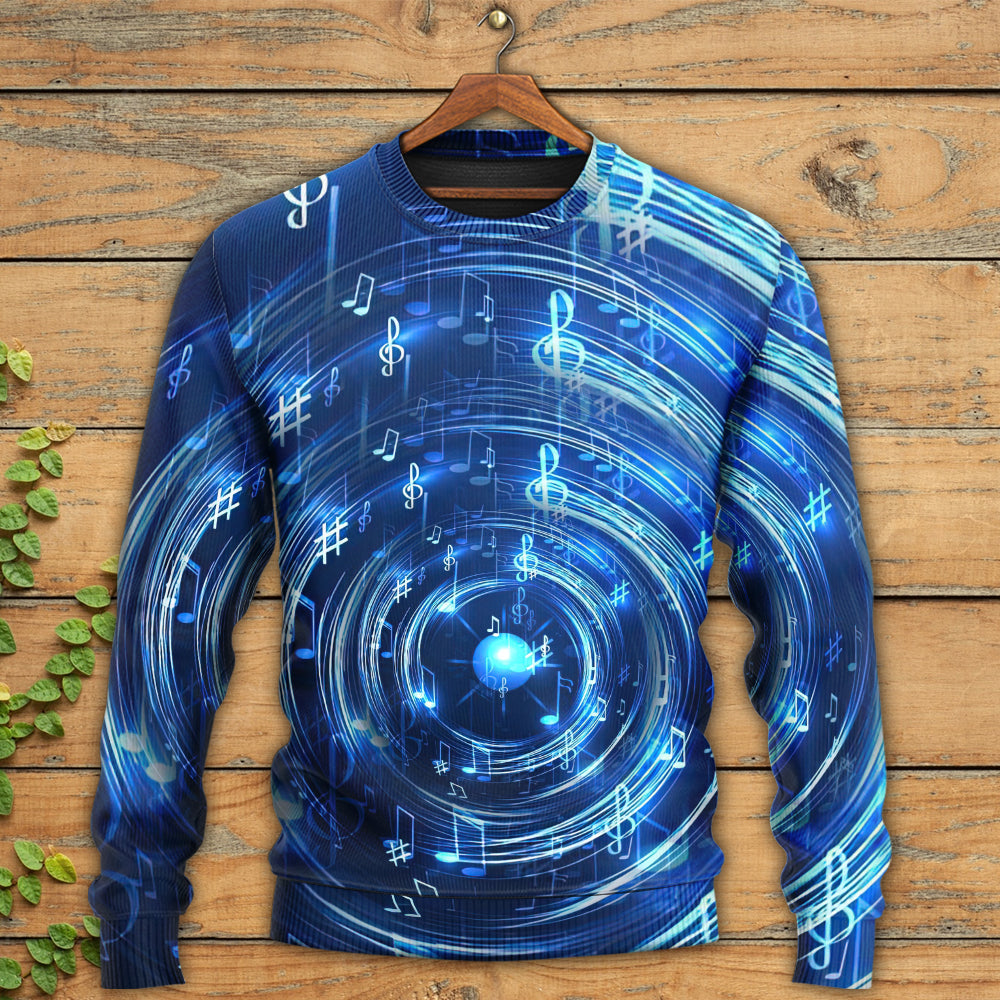 Music Neon Circle With Music Notes – Sweater - Ugly Christmas Sweater