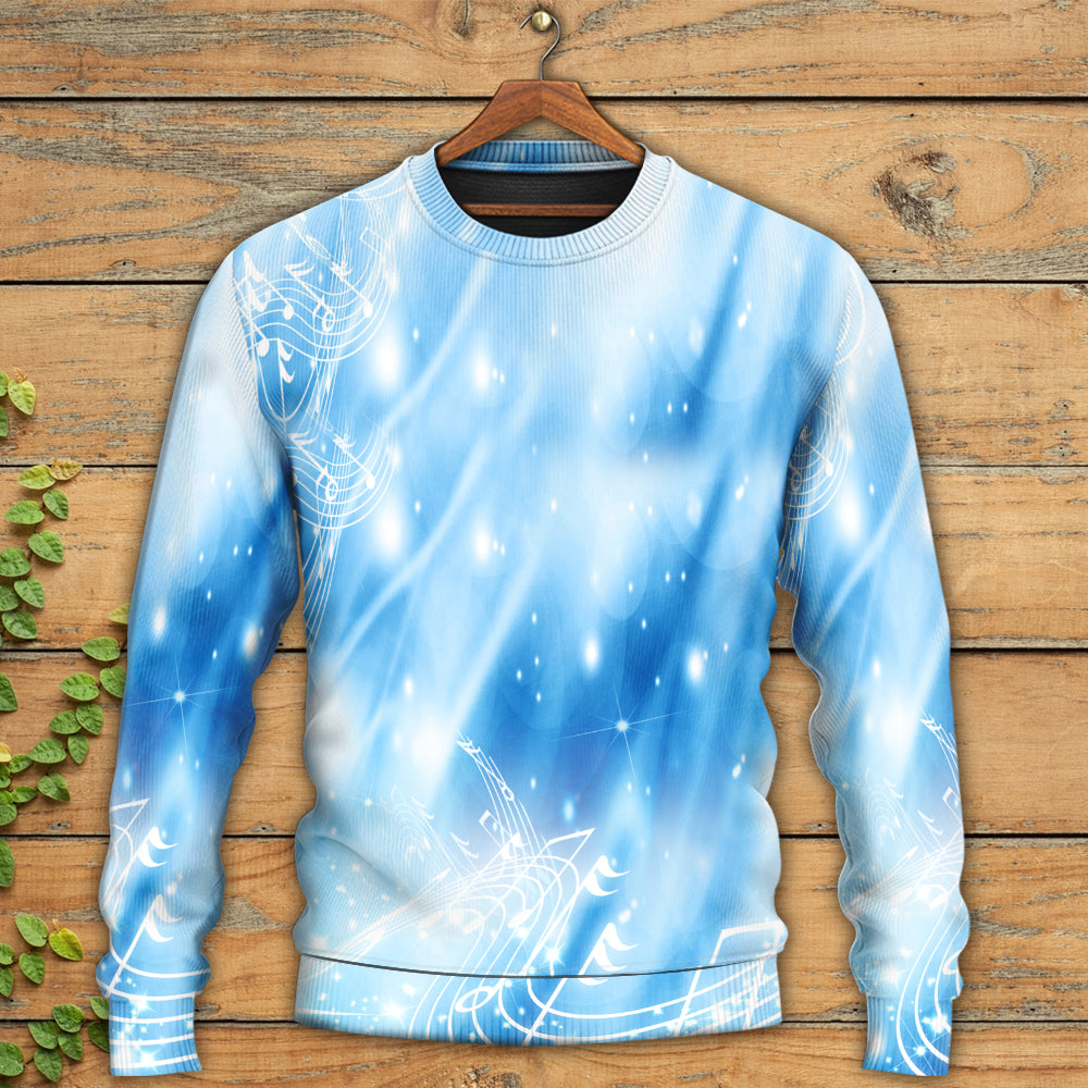 Musical Notes Dark Blue Art Style – Sweater - Ugly Christmas Sweater