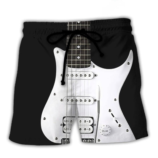 Black Electric Guitar Art – Beach Short