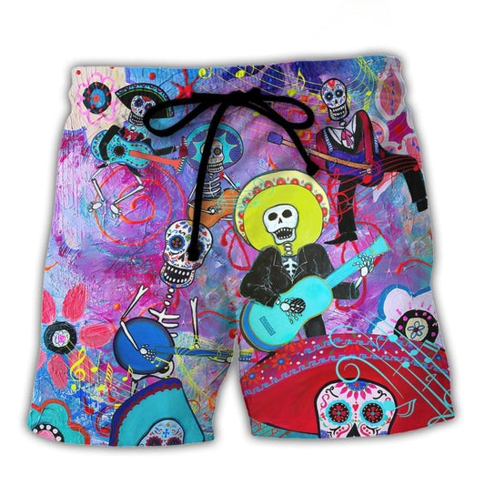 Guitar Sugar Skull Art – Beach Short