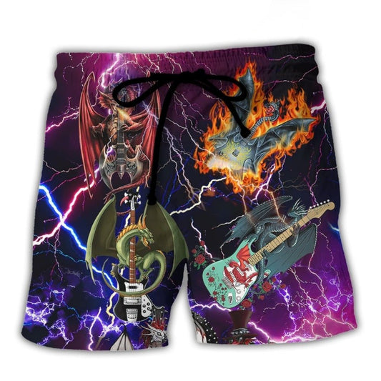 Dragon Guitar Fantasy Music Art – Beach Short