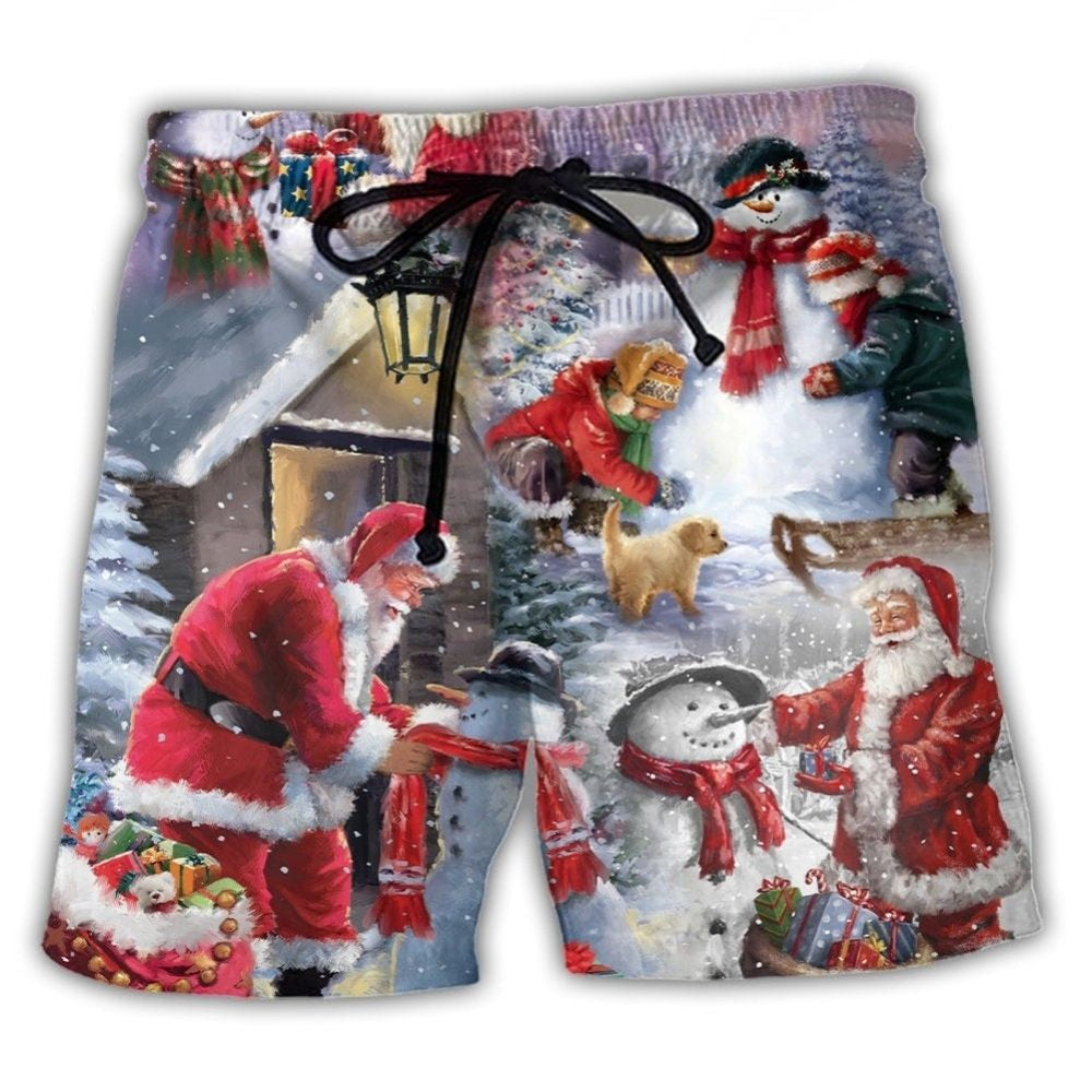 Santa Builds Snowman Gift – Beach Short