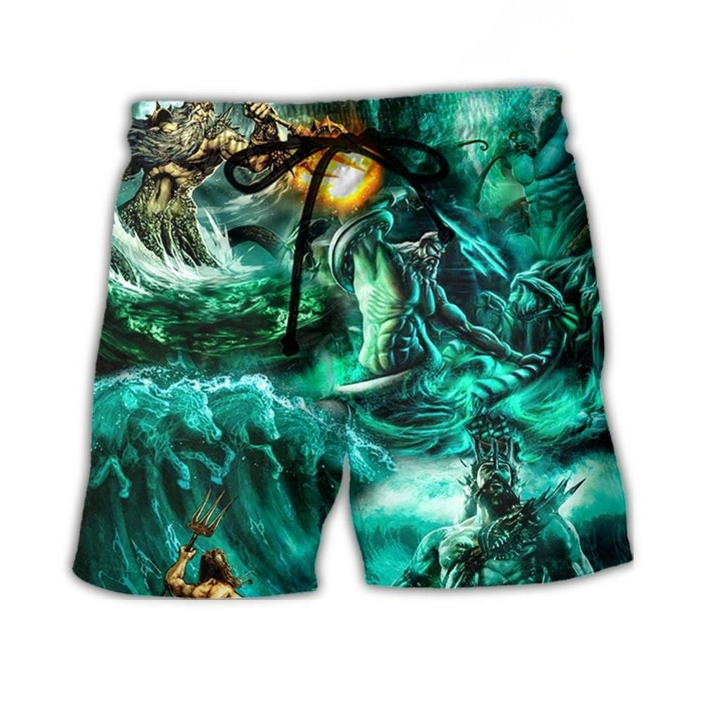 Mythic Sea God Ocean Power Art – Beach Short