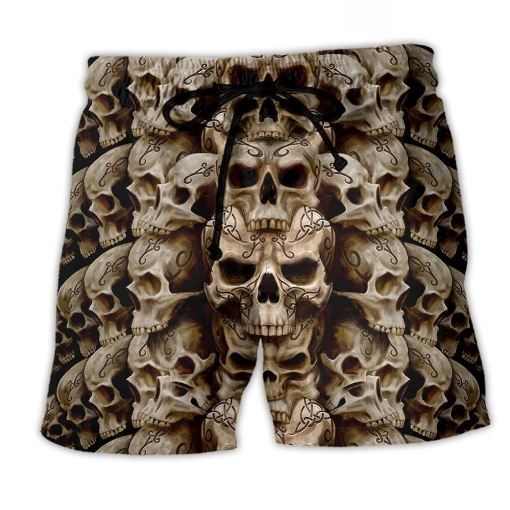Dark Skull Inner Thoughts Art – Beach Short