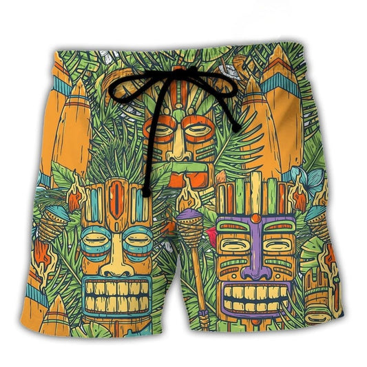 Tiki Mask Surf Palm Tropical – Beach Short