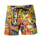 Colorful Funny Cat Lover Art – Beach Short