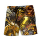 Gold Dragon Skull Fantasy Fight Art – Beach Short