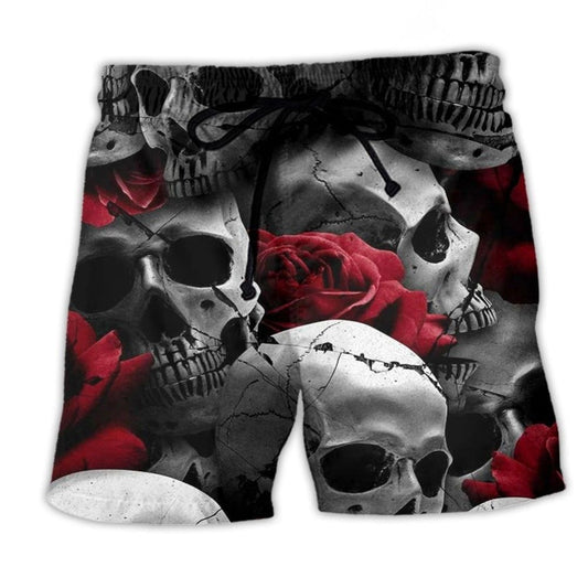 Skull Death Love Rose - Beach Short