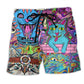 Hippie Cat Wonderful World Art – Beach Short