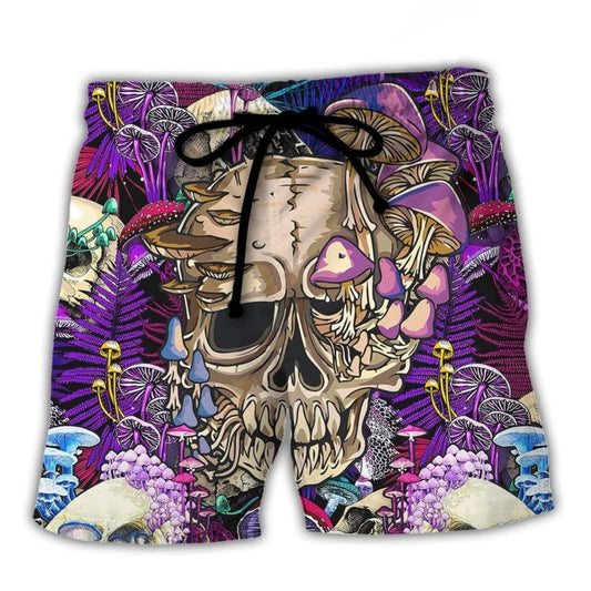 Psychedelic Skull Mushroom Magic Art – Beach Short