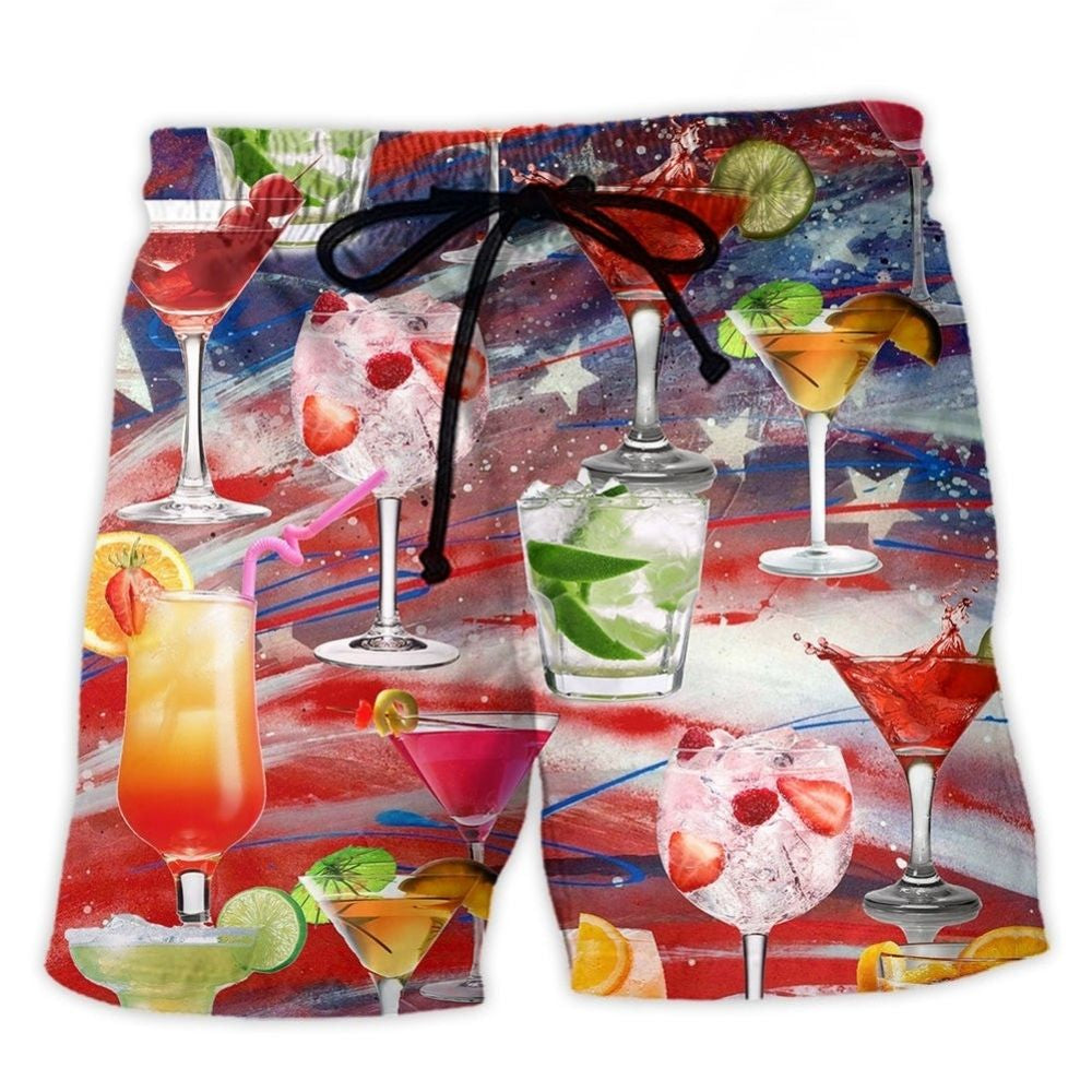 Cocktail Independence Day Cheers Art – Beach Short