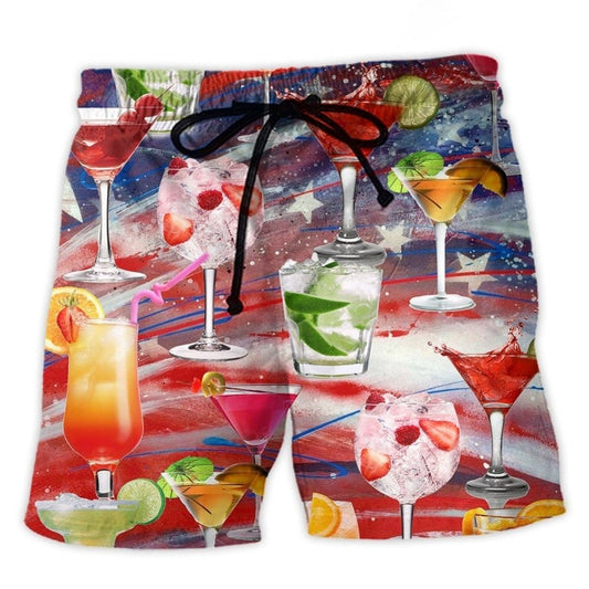 Cocktail Independence Day Cheers Art – Beach Short