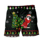 Happy Ugly Cat Christmas Tree Art – Beach Short