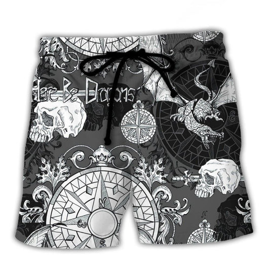 Fire Dragon Gothic Compass Baroque Art – Beach Short