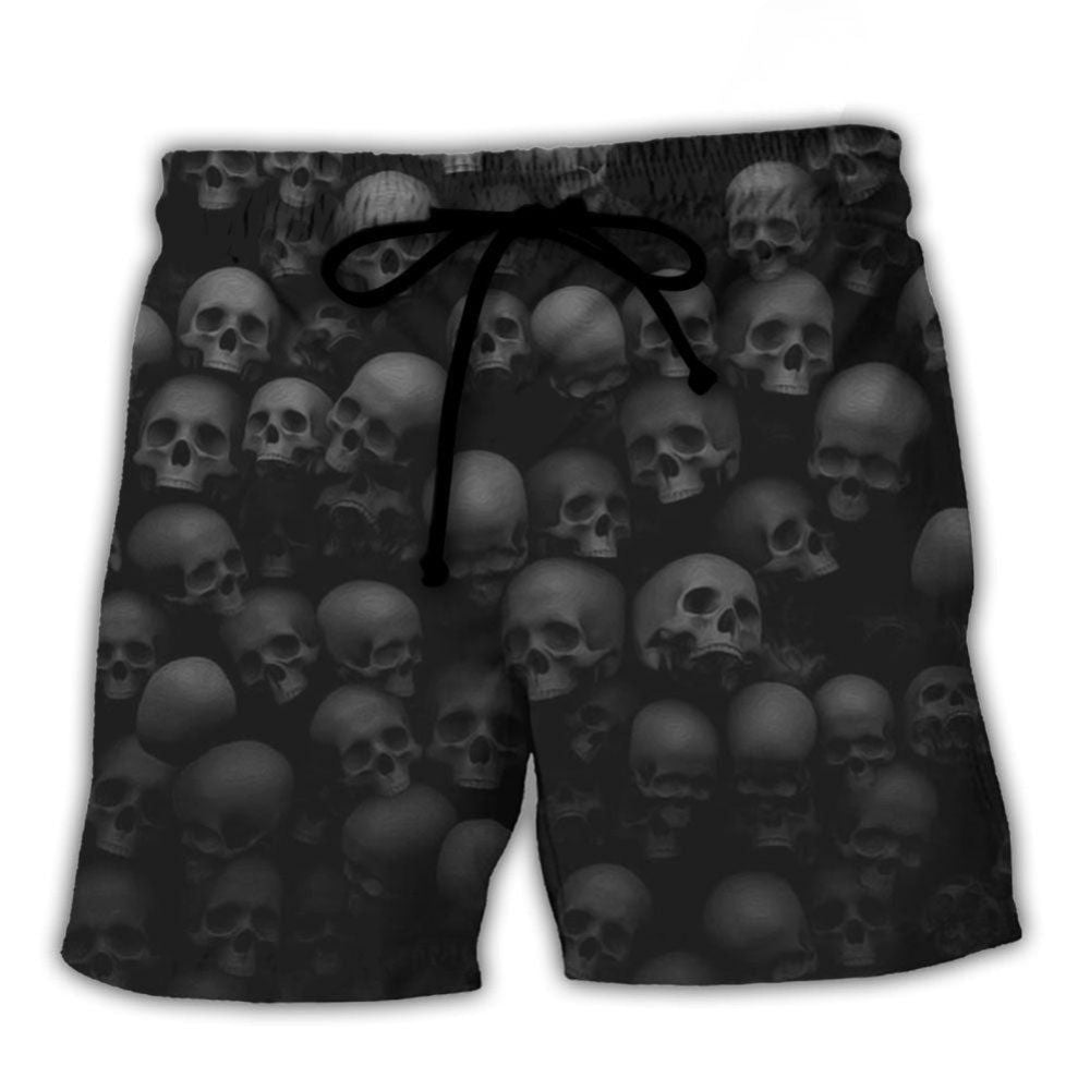 Skull Dark Rebellion Quote Art – Beach Short