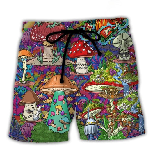 Hippie Mushroom Peace Lover Art – Beach Short