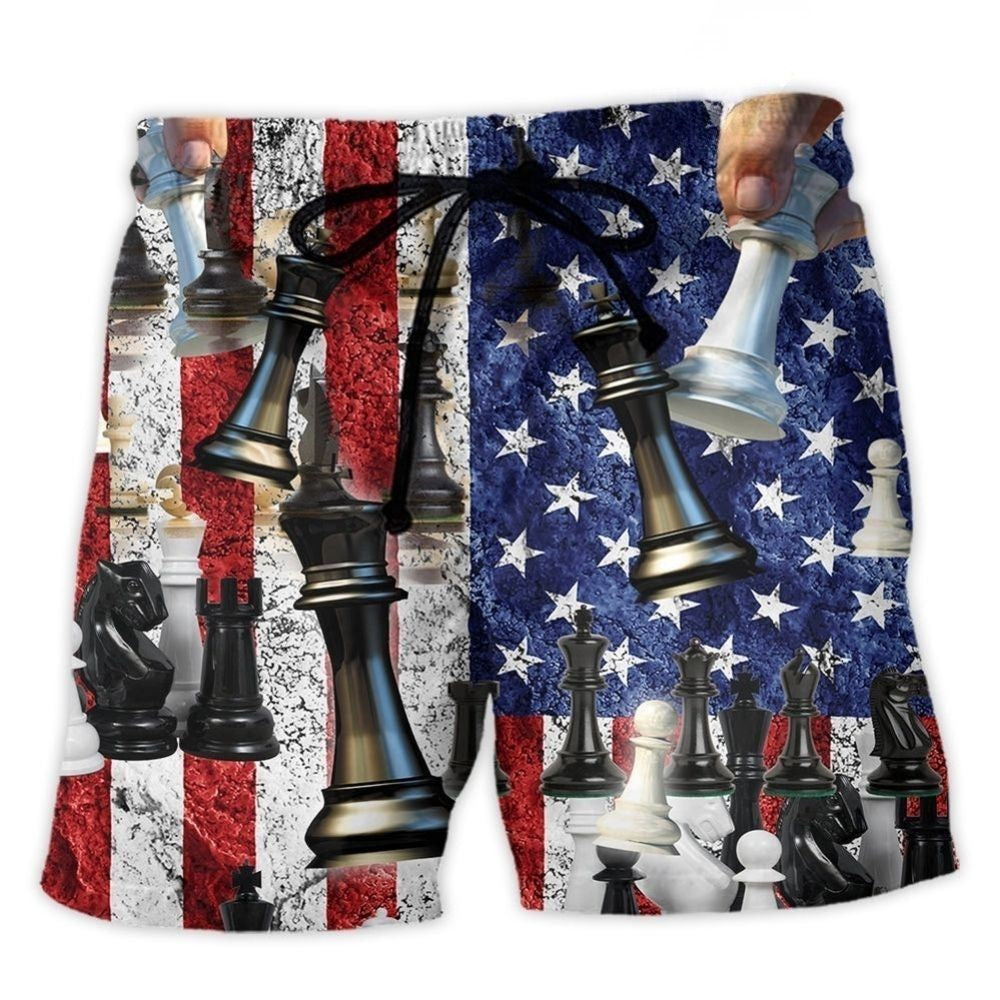 Chess Independence Day Celebration Art – Beach Short