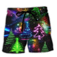 Neon Christmas Tree And Snowman Style – Beach Short