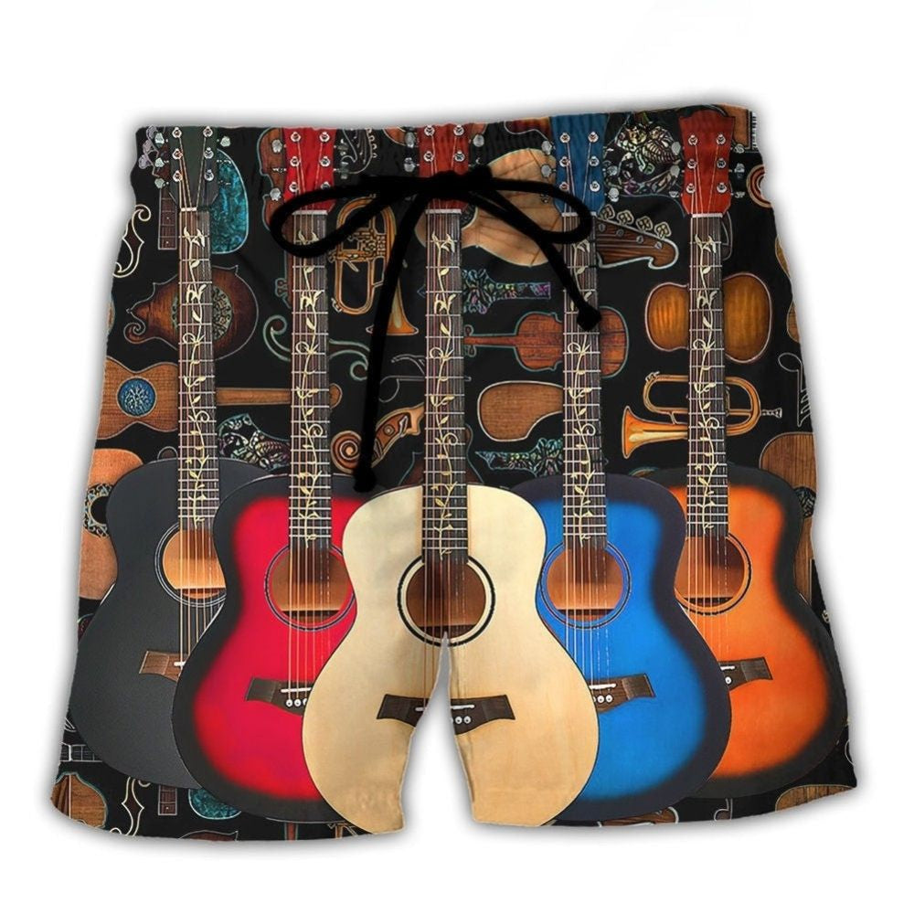 Guitar Lover Happy Life Music Vibes – Beach Short