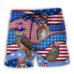 Owl With Flag Independence Day Art – Beach Short