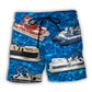 Pontoon Boat Blue Water Relaxing Art – Beach Short