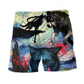 Halloween Black Wolf Starry Night Art – Beach Short