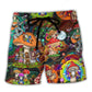 Trippy Hippie Mushroom Colorful Art – Beach Short