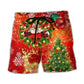 Santa Drinking By Christmas Tree Lights – Beach Short