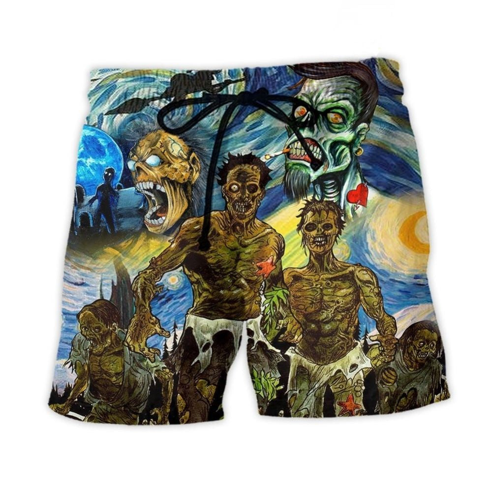 Funny Halloween Zombie Starry Night – Beach Short