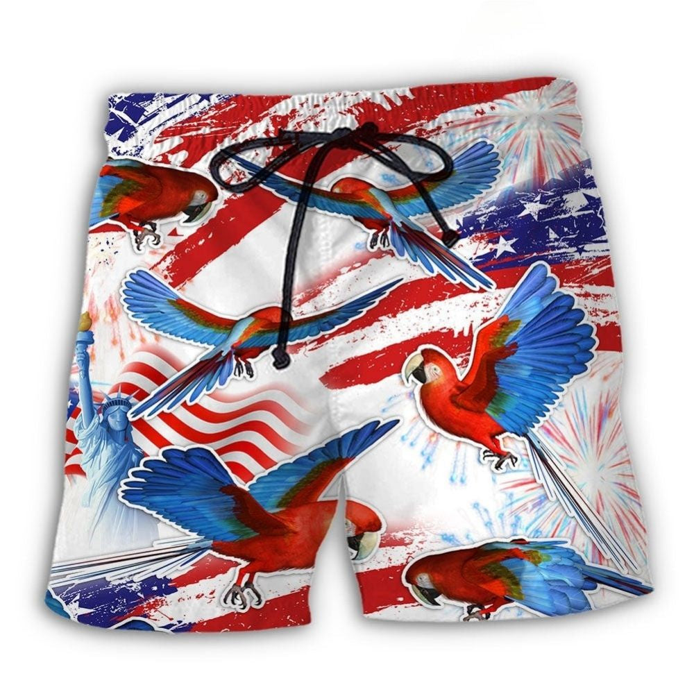Parrot America Flag Independence Day – Beach Short
