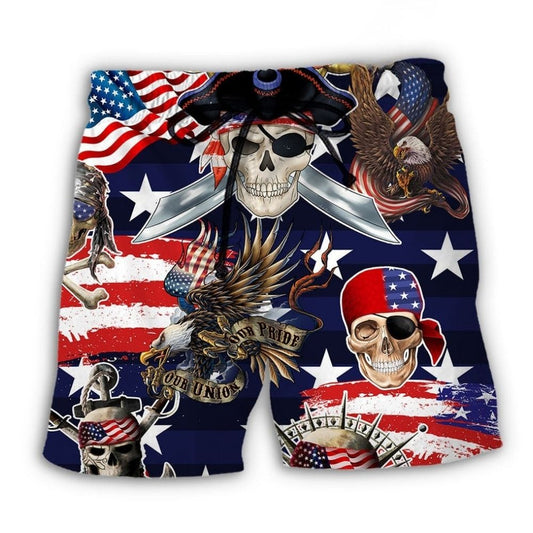 Pirate Skeleton USA Independence Day – Beach Short