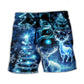 Christmas Deer Snowman Tree Glow Art – Beach Short