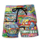 Hippie Van Colorful Peace Art – Beach Short