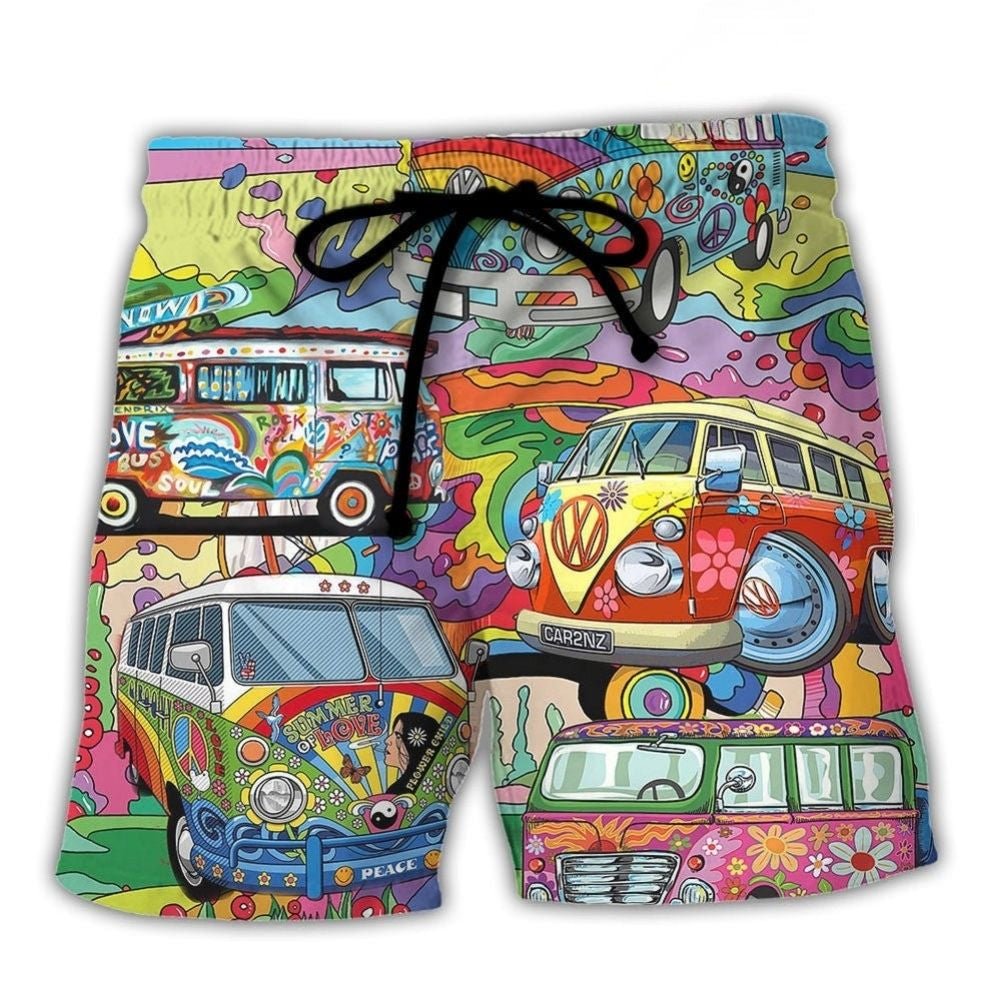 Hippie Van Colorful Peace Art – Beach Short