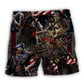 Pirate Skeleton USA Flag Celebration – Beach Short